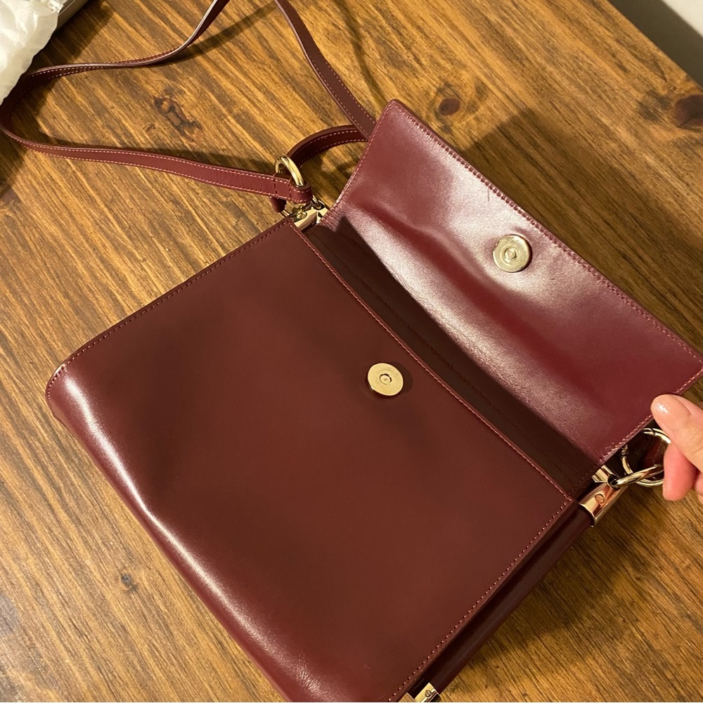Roger Vivier Maroon Leather Crossbody with Gold Buckle - Picture 5 of 5